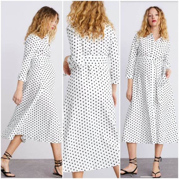 Zara polka dot linen blend dress bloggers fave - Picture 4 of 8